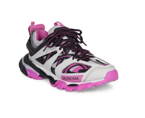 NIB $1050 Balenciaga Women Track LED Sneakers Shoes Gray/Pink 8 US/38 Eu