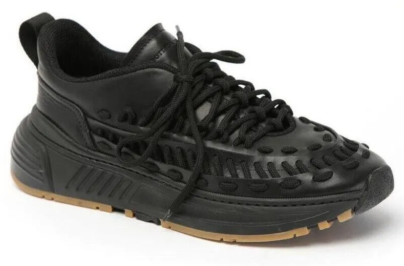 NIB $950 Bottega Veneta Mens Leather Black Sneakers 7.5 US (40.5) 578305 1000