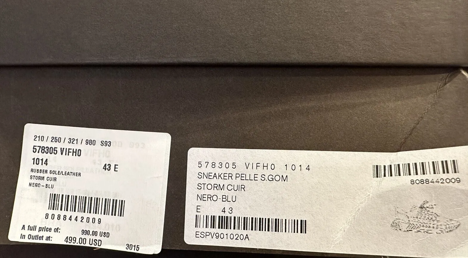 NIB $950 Bottega Veneta Mens Leather Black/Blue Sneakers 10 US (43) 578305 1014