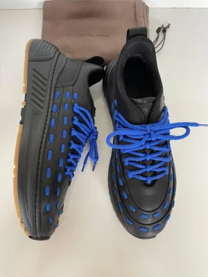 NIB $950 Bottega Veneta Mens Leather Black/Blue Sneakers 11 US (44) 578305