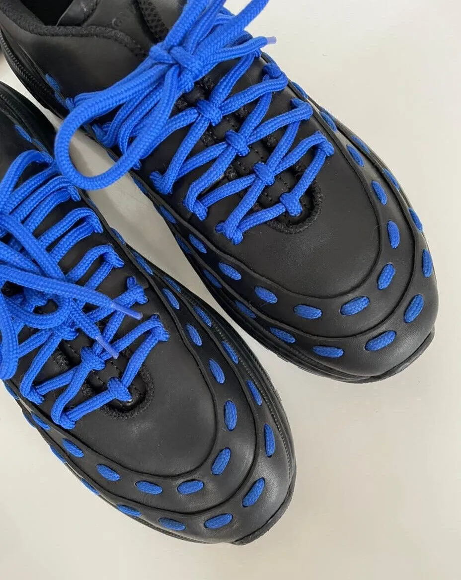 NIB $950 Bottega Veneta Mens Leather Black/Blue Sneakers 11 US (44) 578305