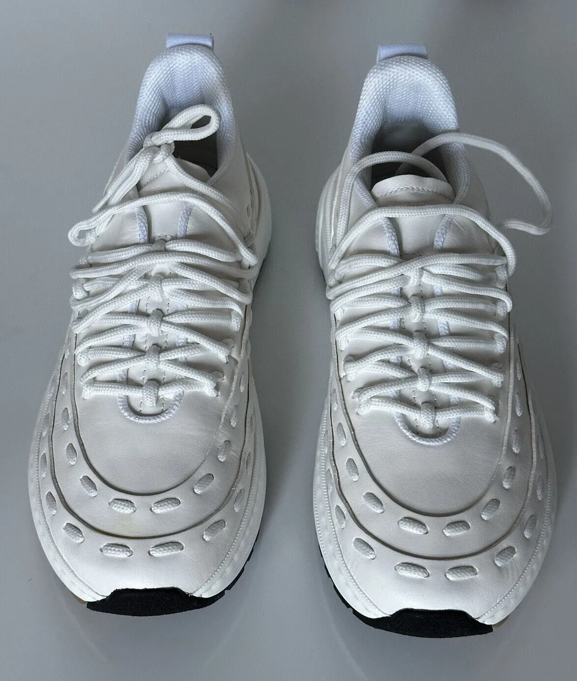 NIB $950 Bottega Veneta Mens Leather White Sneakers 12.5 US (45.5) 578305 9000