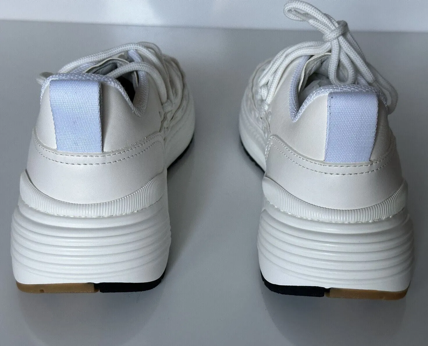 NIB $950 Bottega Veneta Mens Leather White Sneakers 12.5 US (45.5) 578305 9000