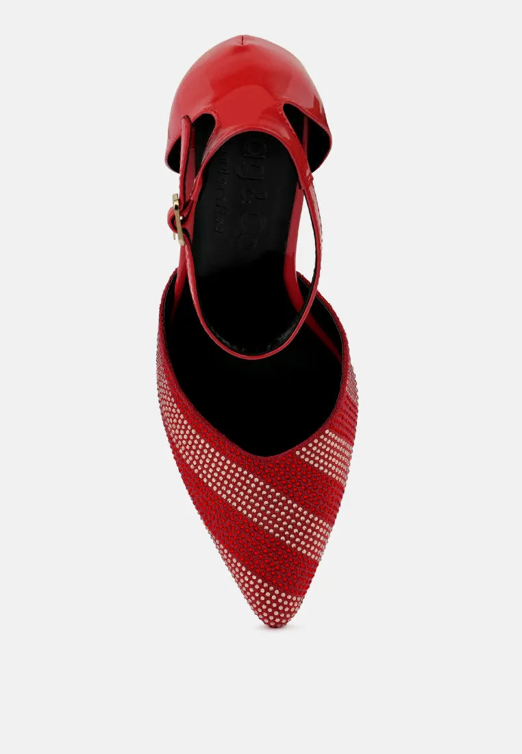 Nobles Rhinestone Patterned Stiletto Sandals