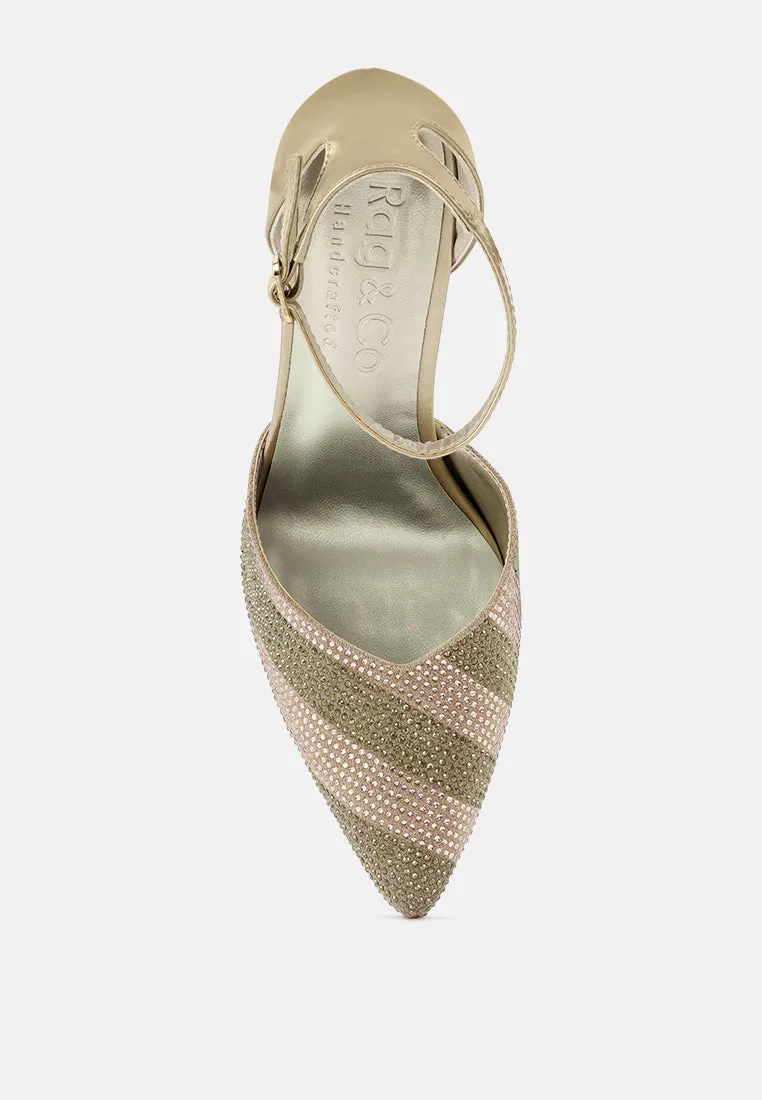 Nobles Rhinestone Patterned Stiletto Sandals
