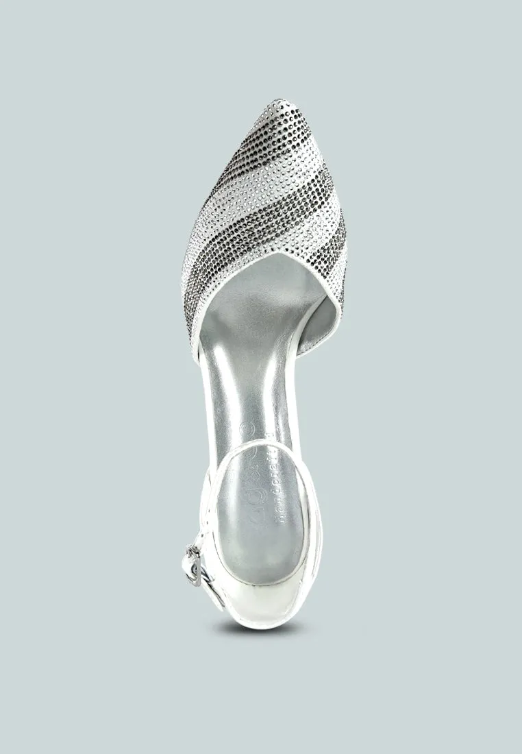 Nobles Rhinestone Patterned Stiletto Sandals