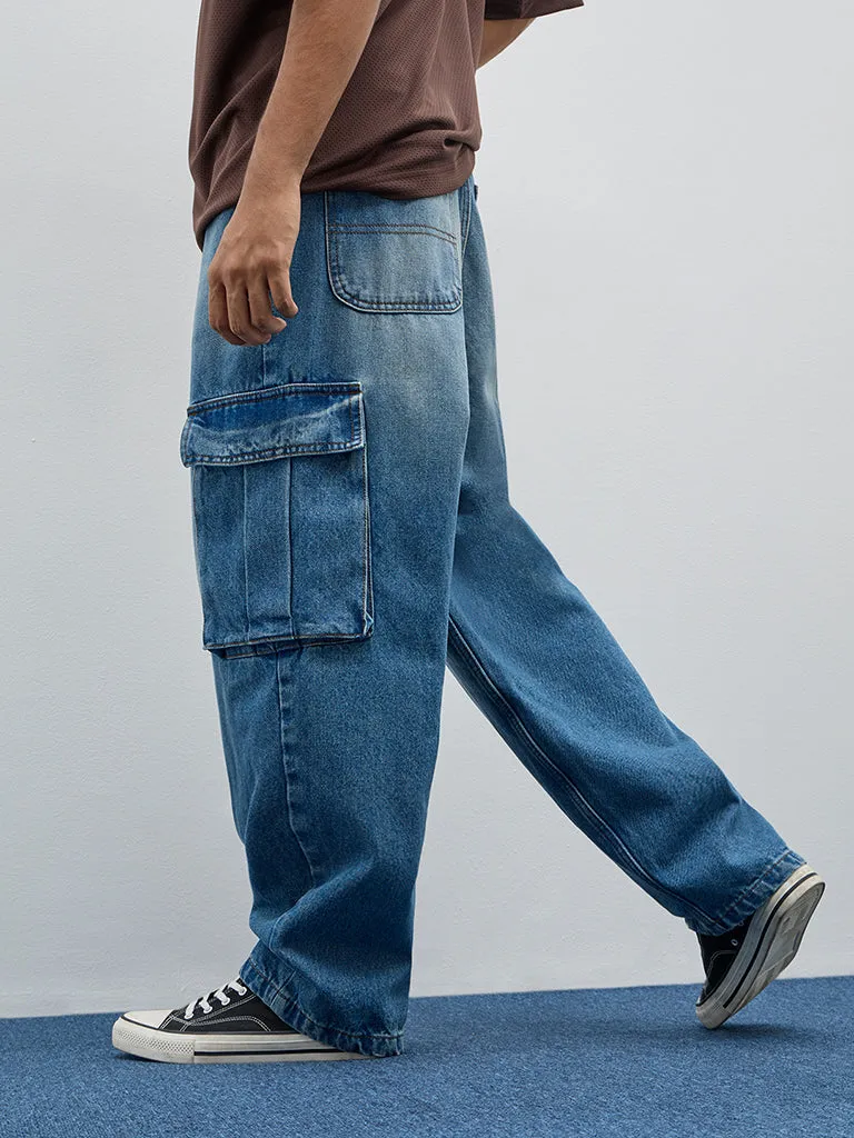 Nuon Blue Acid Wash Relaxed - Fit Mid - Rise Jeans
