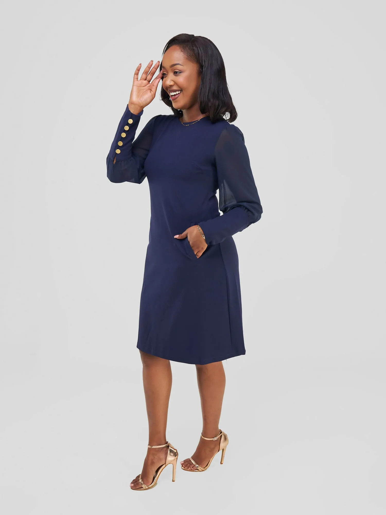 Official Casual Shift Dress - Navy Blue