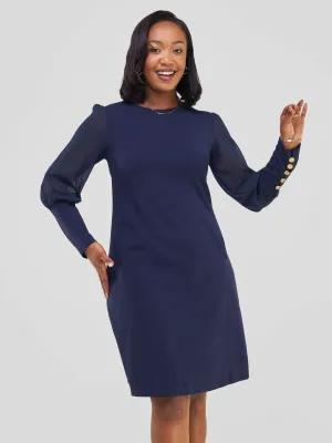 Official Casual Shift Dress - Navy Blue
