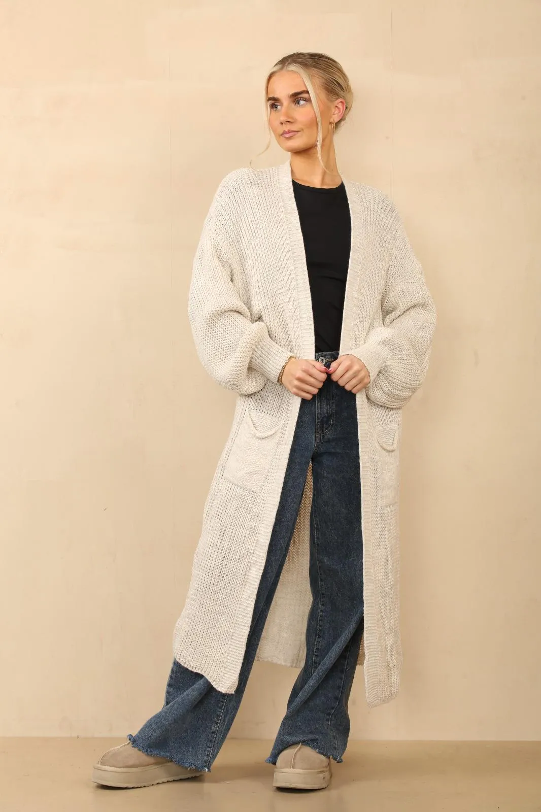 Open Knit Long Cardigan