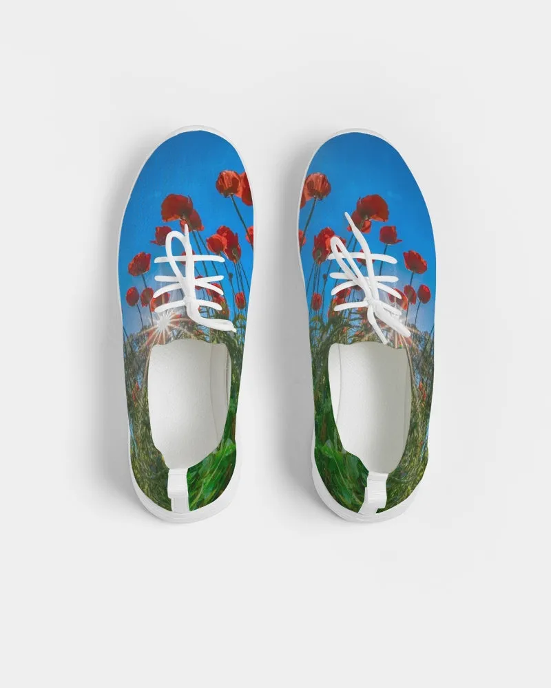 Orange Poppies Women's Lace Up Flyknit Shoe