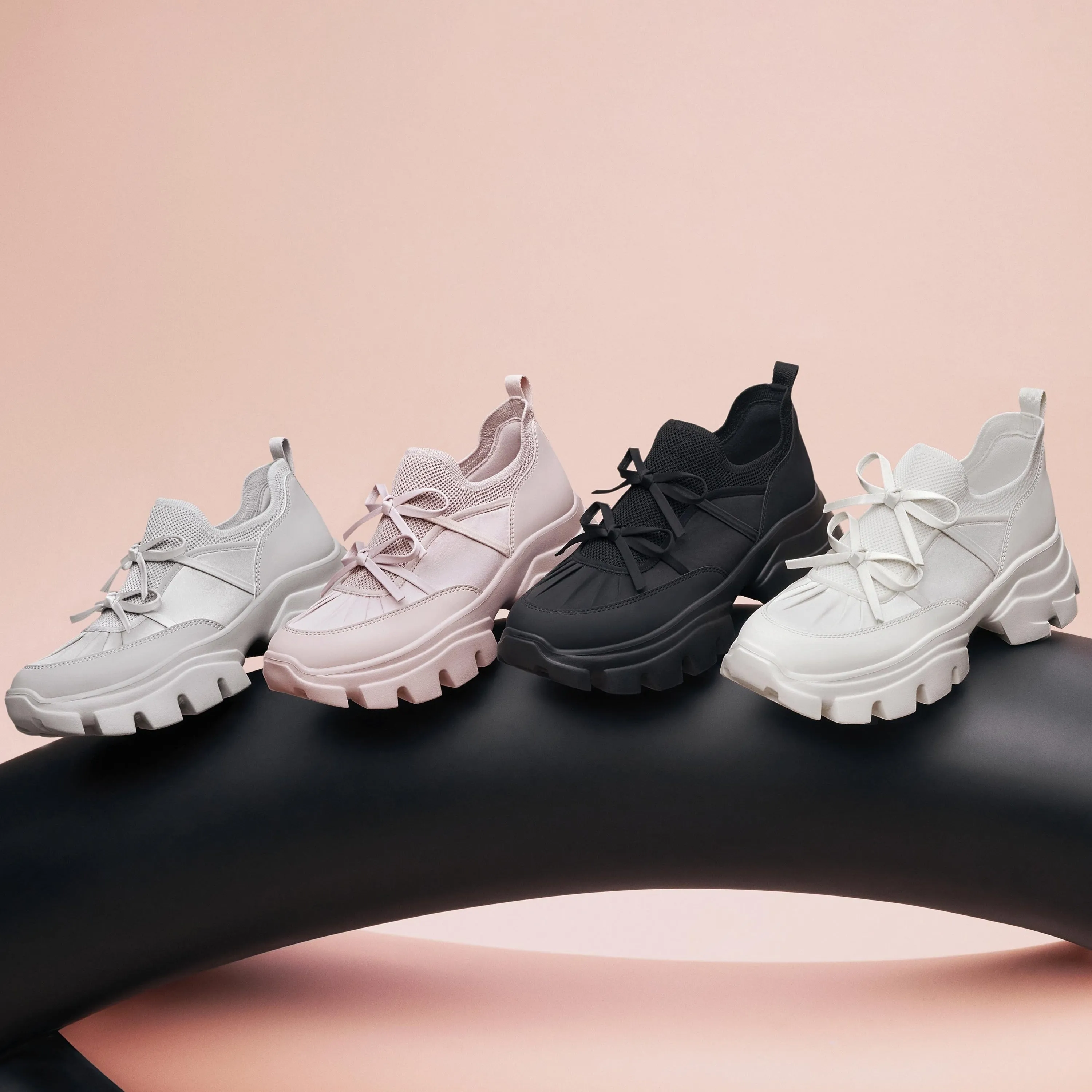 Pastel Bows Satin Chunky Sneakers