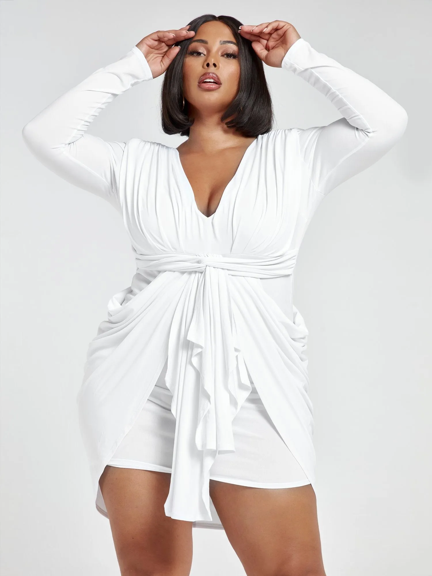 Raina Tie Front Drape Dress