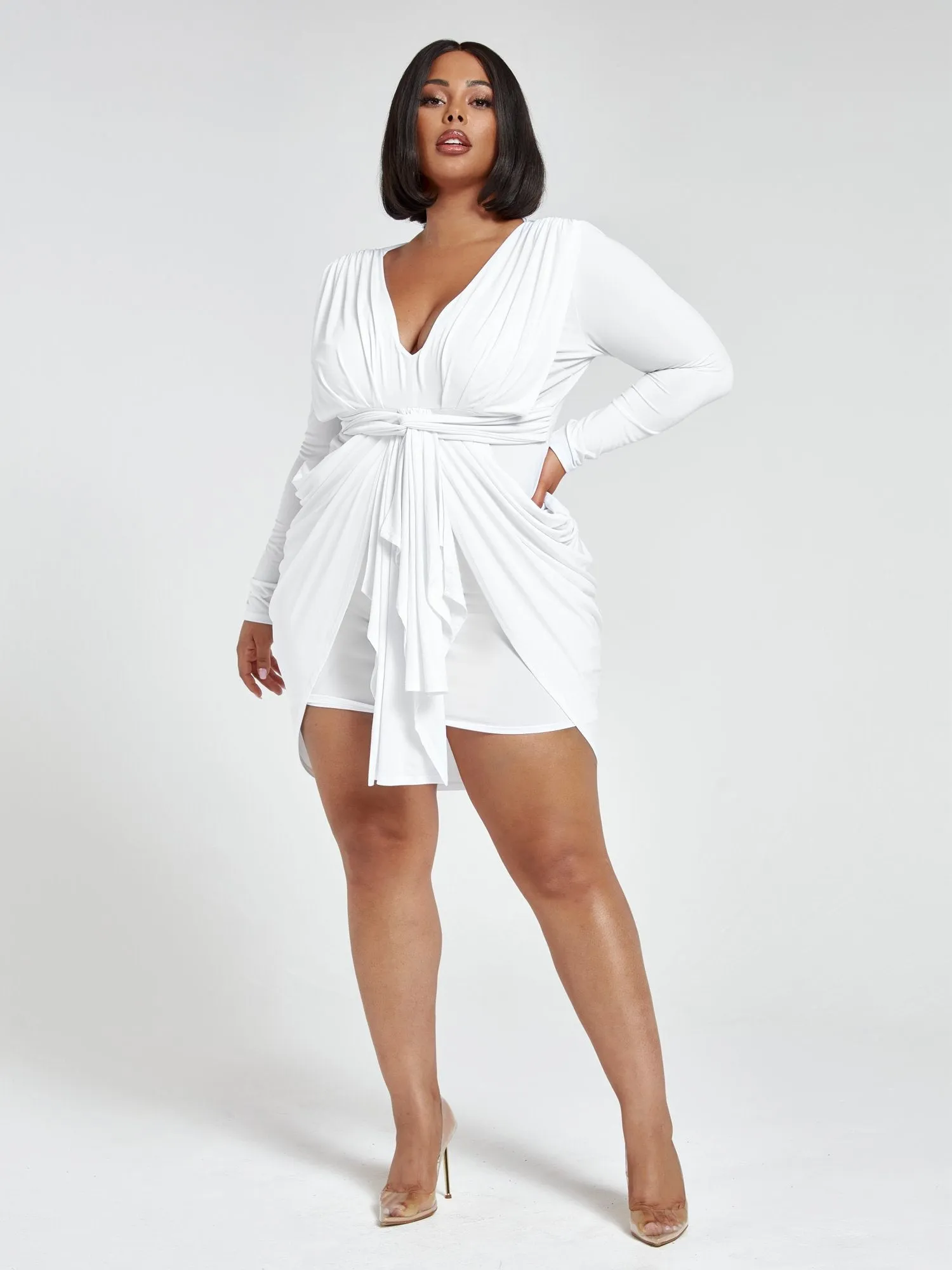 Raina Tie Front Drape Dress