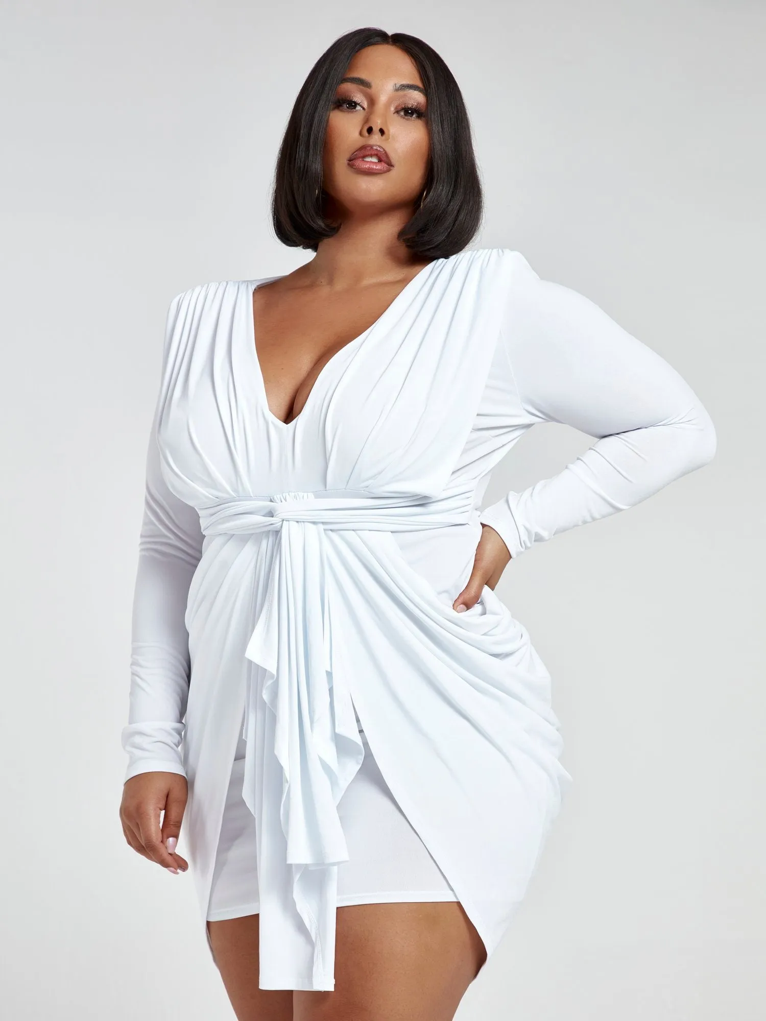 Raina Tie Front Drape Dress