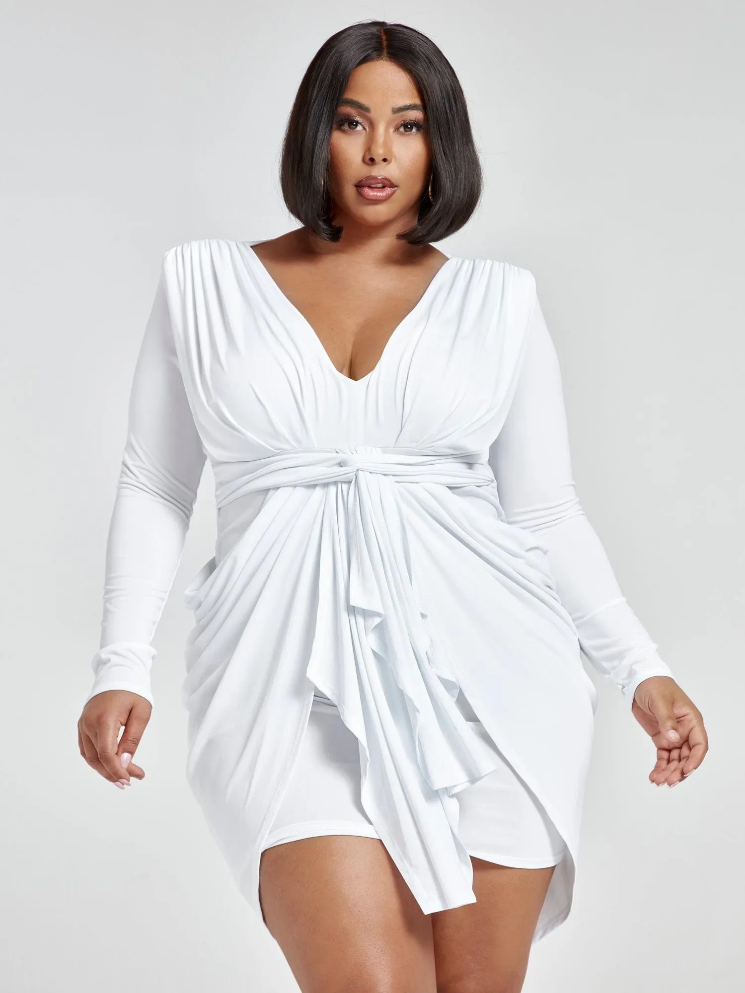 Raina Tie Front Drape Dress