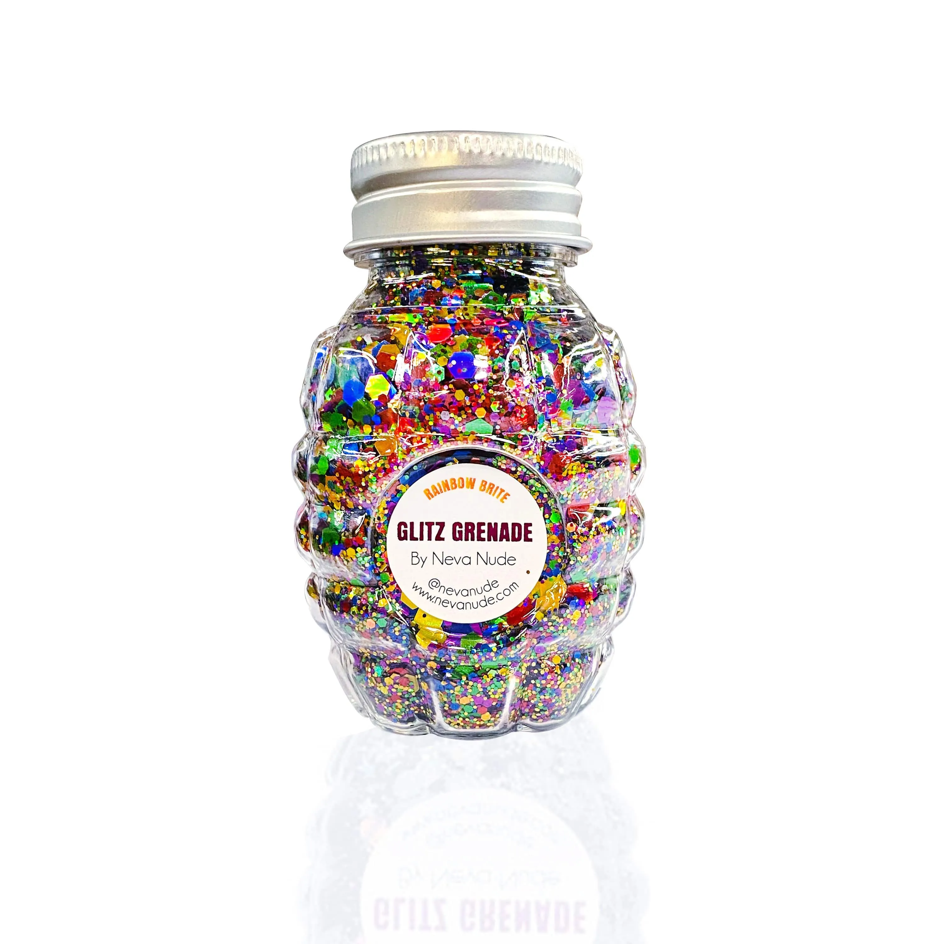 Rainbow Brite Cosmetic Glitter Glitz Grenade Keychain in Aloe Gel