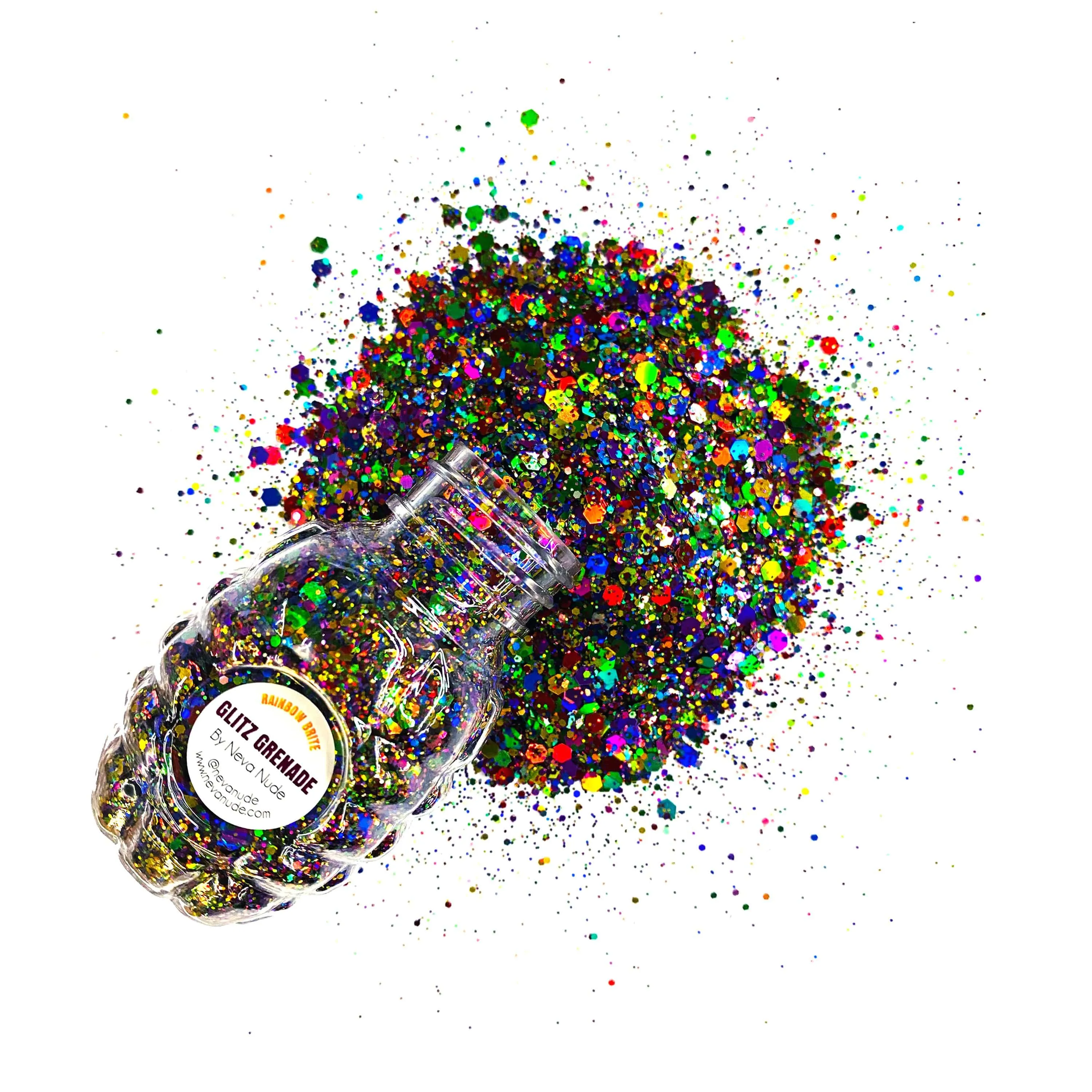 Rainbow Brite Cosmetic Glitter Glitz Grenade Keychain in Aloe Gel