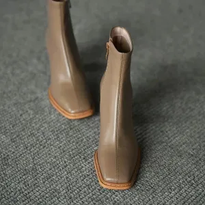 Ranya Chelsea Leather Brown ankle boots