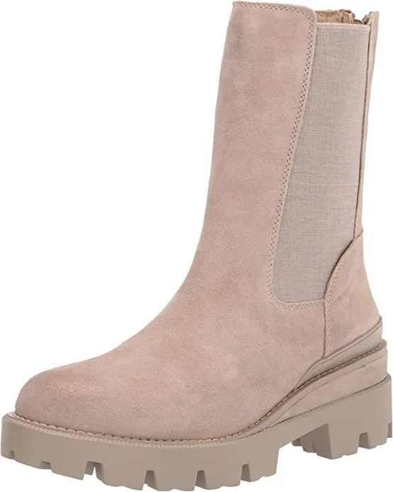 Sam Edelman Genia Minkse Chunky Heel Rounded Toe Pull On Zip Ankle Chelsea Boots