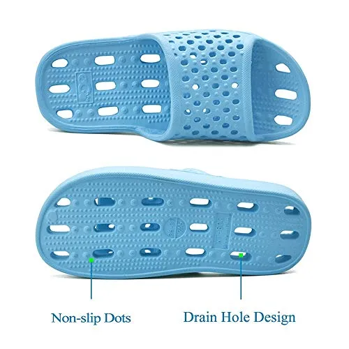 Shower Shoes Men Women Non Slip Bathroom House Slippers College Dorm Room Essentials for Girls Kids Shower Sandals Swimming Water Shoe (Light Blue,EU40-41)