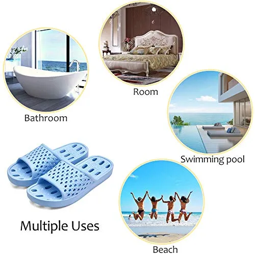 Shower Shoes Men Women Non Slip Bathroom House Slippers College Dorm Room Essentials for Girls Kids Shower Sandals Swimming Water Shoe (Light Blue,EU40-41)