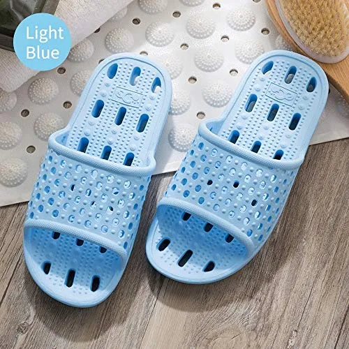 Shower Shoes Men Women Non Slip Bathroom House Slippers College Dorm Room Essentials for Girls Kids Shower Sandals Swimming Water Shoe (Light Blue,EU40-41)