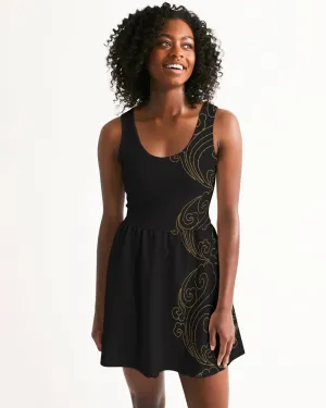 SMF Lucky Clouds Feminine Scoop Neck Skater Dress
