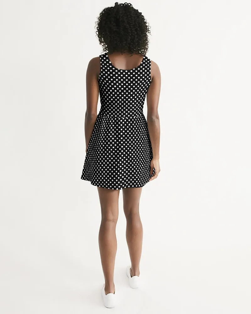SMF Polka Dots Feminine Scoop Neck Skater Dress