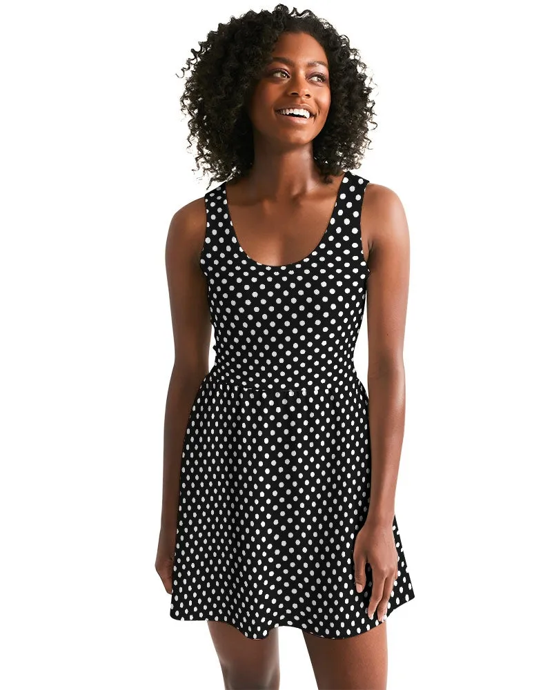 SMF Polka Dots Feminine Scoop Neck Skater Dress