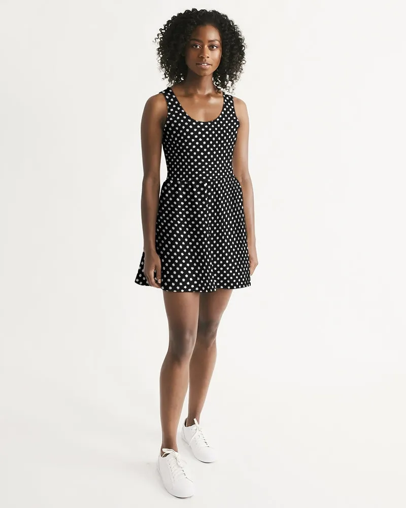 SMF Polka Dots Feminine Scoop Neck Skater Dress