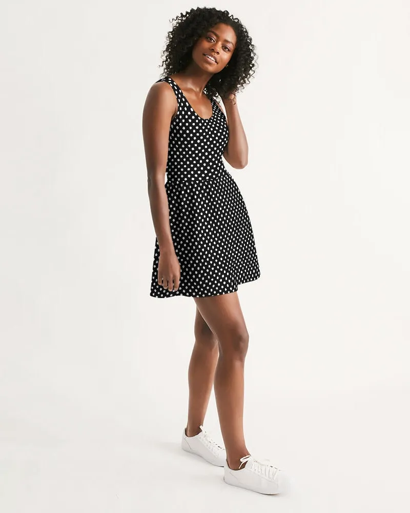 SMF Polka Dots Feminine Scoop Neck Skater Dress