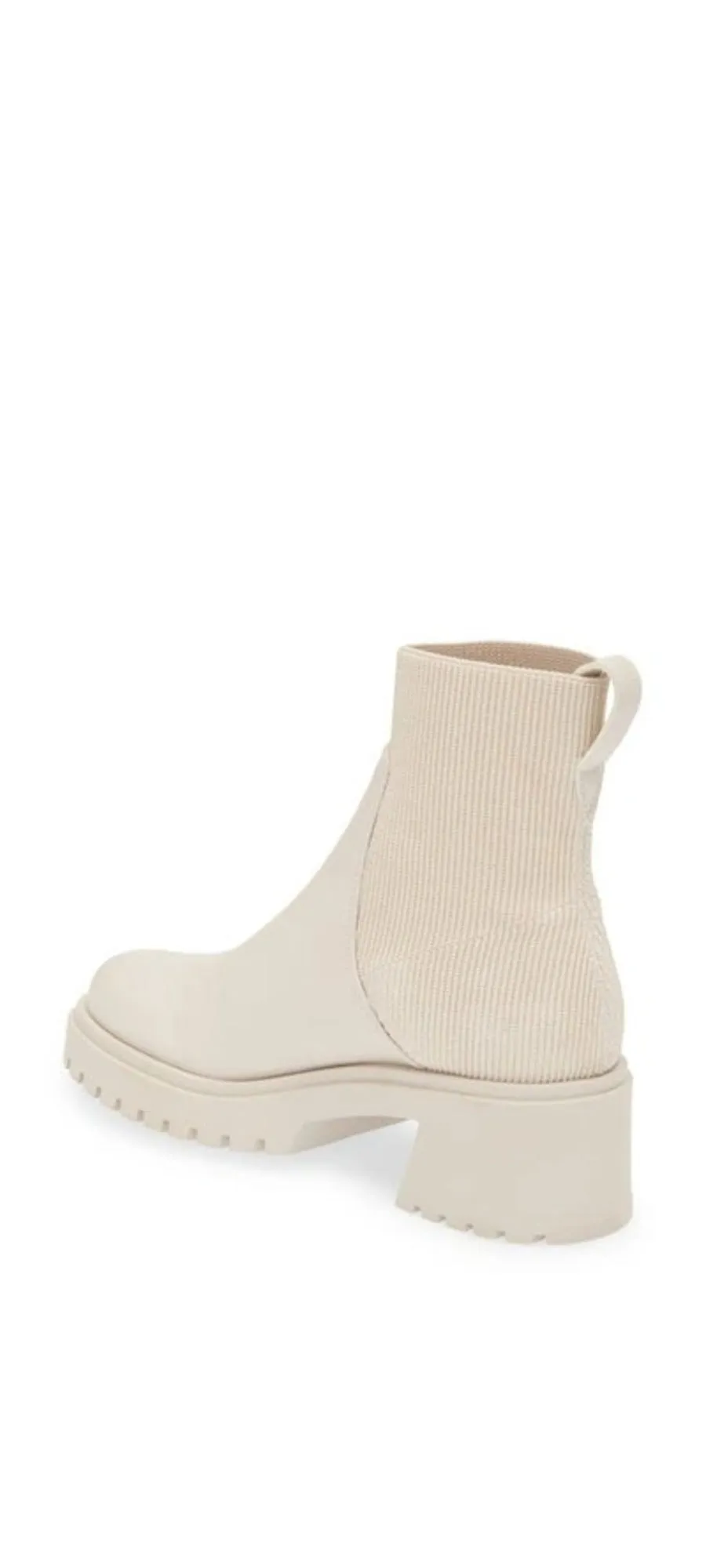 Steve Madden Holley Bone Chunky Block Heel Rounded Toe Pull On Ankle Boots