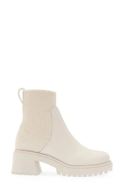 Steve Madden Holley Bone Chunky Block Heel Rounded Toe Pull On Ankle Boots