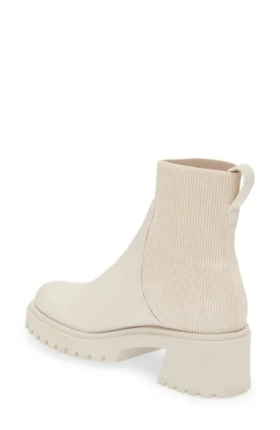 Steve Madden Holley Bone Chunky Block Heel Rounded Toe Pull On Ankle Boots