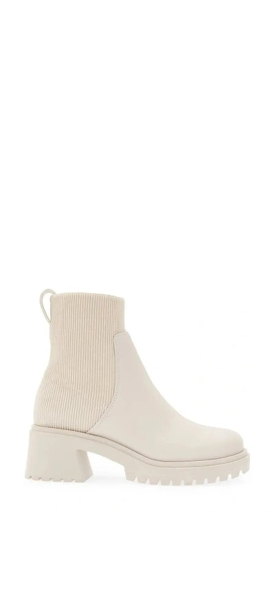 Steve Madden Holley Bone Chunky Block Heel Rounded Toe Pull On Ankle Boots