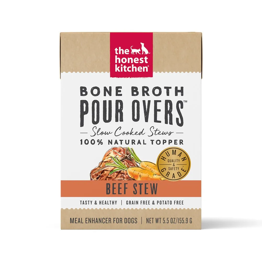 The Honest Kitchen Bone Broth Pour Overs Grain Free Beef Stew Recipe Food Topper for Dogs