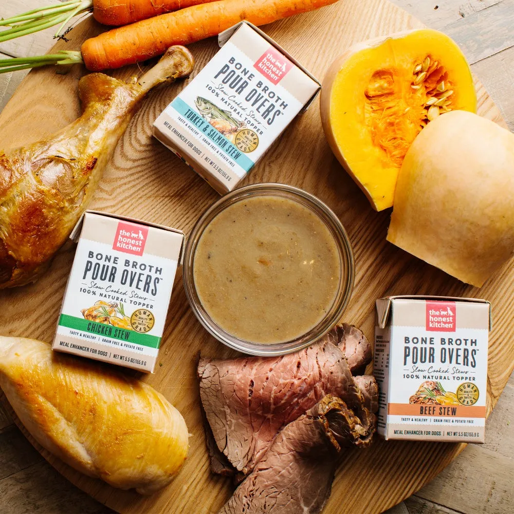 The Honest Kitchen Bone Broth Pour Overs Grain Free Beef Stew Recipe Food Topper for Dogs