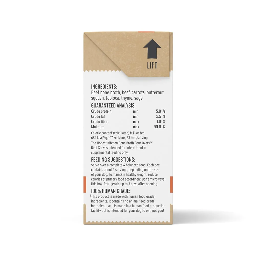 The Honest Kitchen Bone Broth Pour Overs Grain Free Beef Stew Recipe Food Topper for Dogs