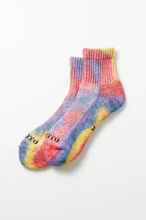 Tie Dye Short Socks - Red/Yellow/Blue