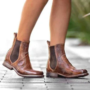 vintage low heel pull on ankle boots