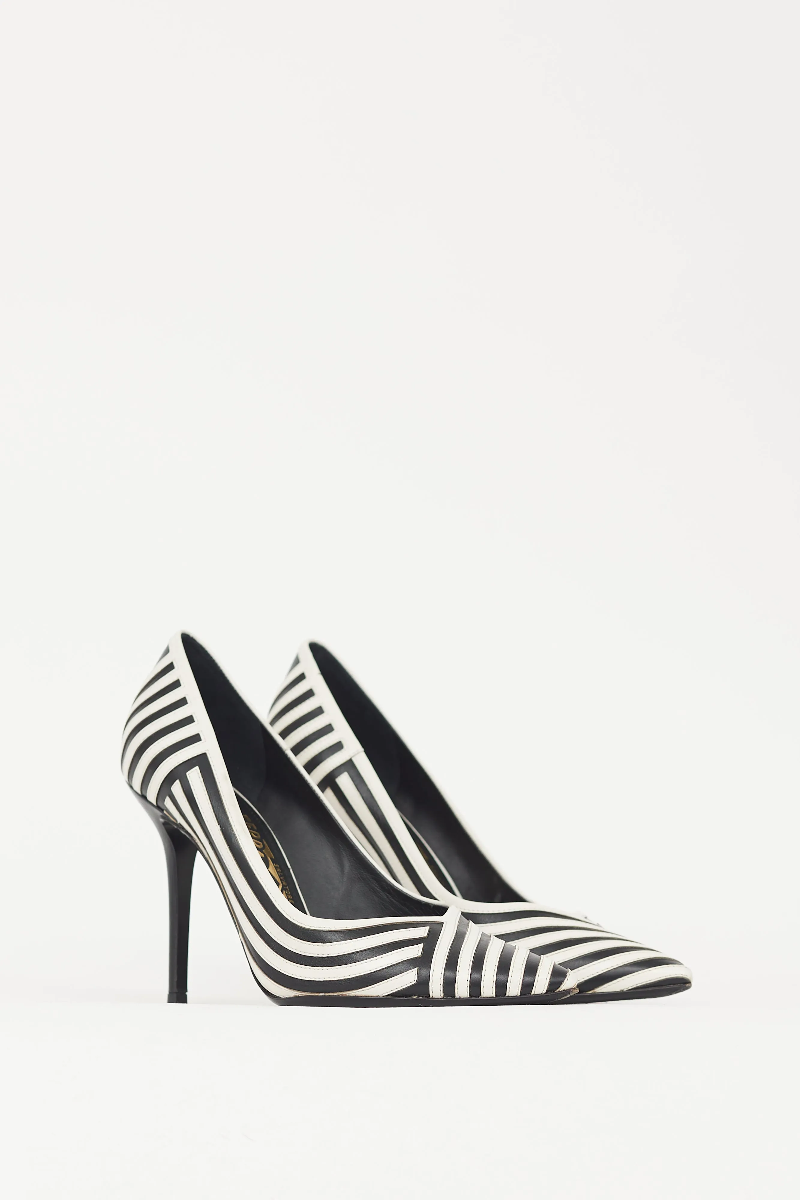 White & Black Striped Susi Heel