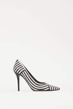 White & Black Striped Susi Heel