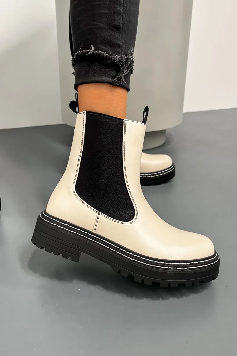 WILLOW Chelsea Ankle Boots - Cream PU