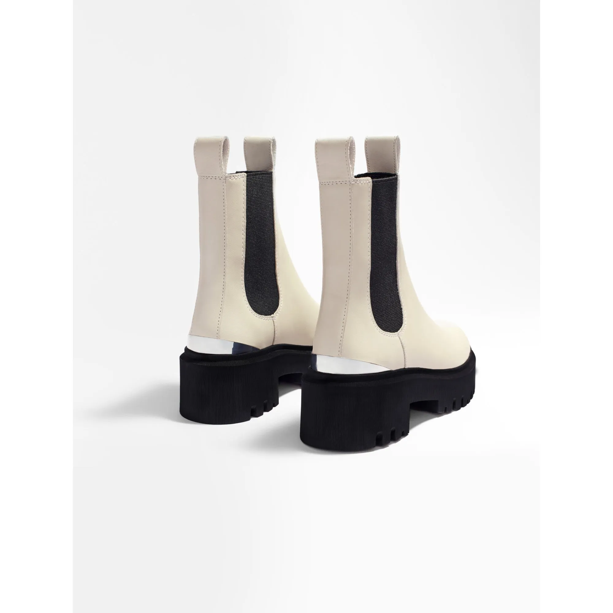 Women Platform Chelsea Boots - Ecru