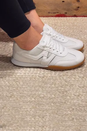 WOMENS WHITE SIDE DETAIL LACE UP DESIGNER SNEAKERS TRAINERS